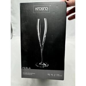Krosno Perla Champagne Glasses Set of 4 Flutes Wedding Toast Celebration Party